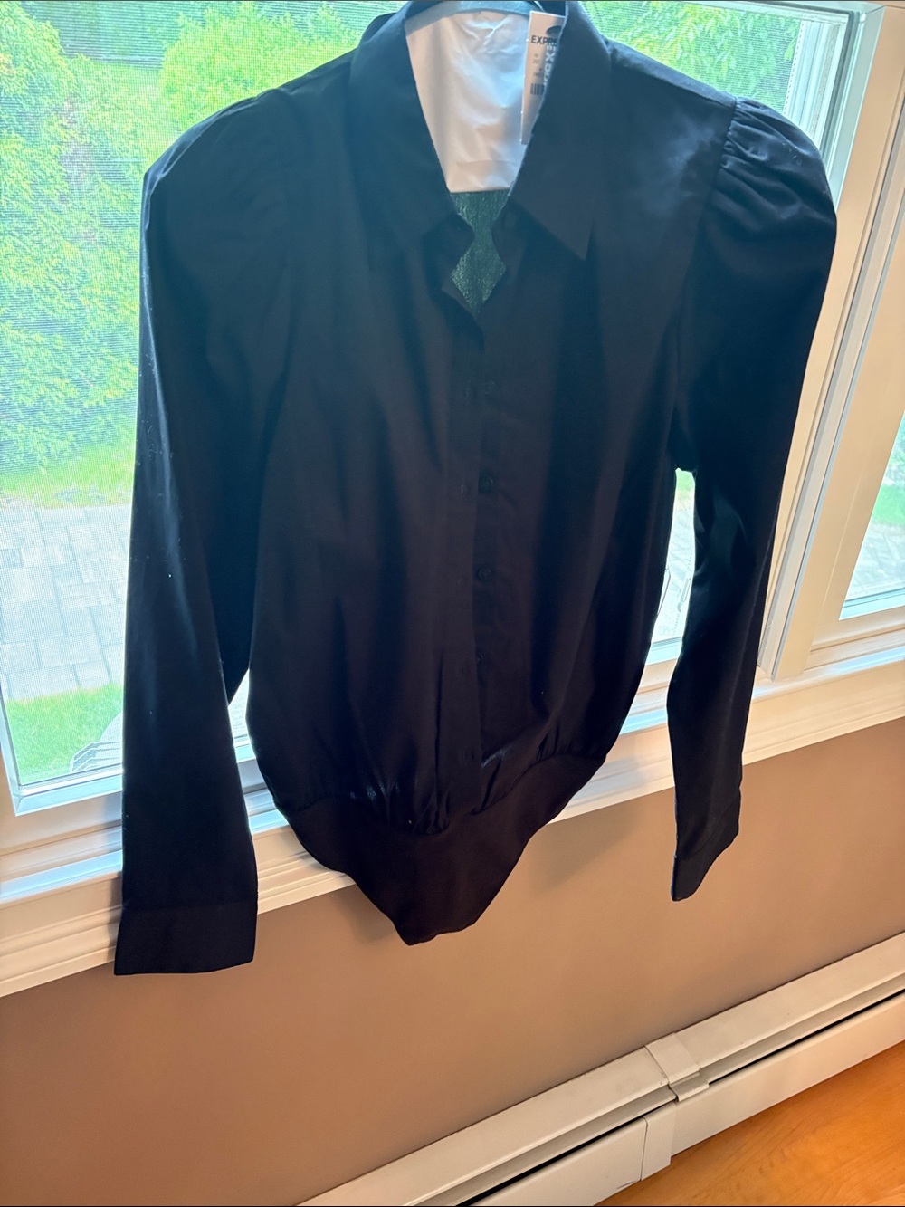 Express Black Button-Up Collared Bodysuit